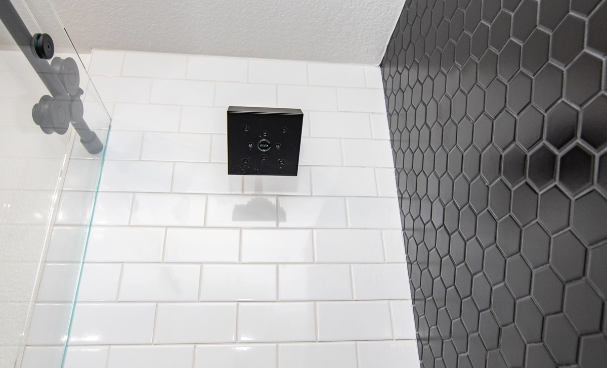 Tile samples being compared for a project